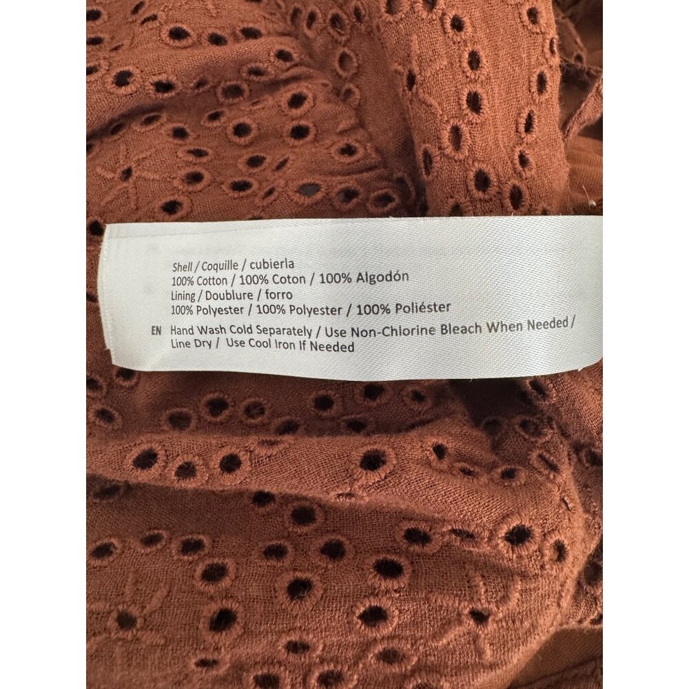 2/$30 NWT Band of the Free S Eyelet Lace Puff Sleeve Peplum Top Chocolate Brown - Picture 7 of 11